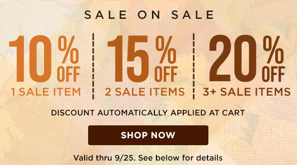 10% off 1, 15% off 2, 20% off 3+ items