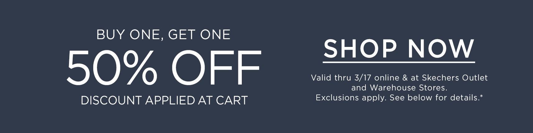 Buy One, Get One 50% Off