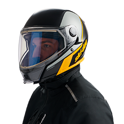 Rider wearing an Oxygen Heated Helmet