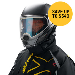 Rider wearing Ski-Doo trail apparel