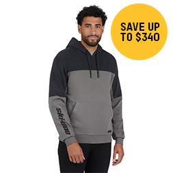 Man wearing Ski-Doo pullover hoodie