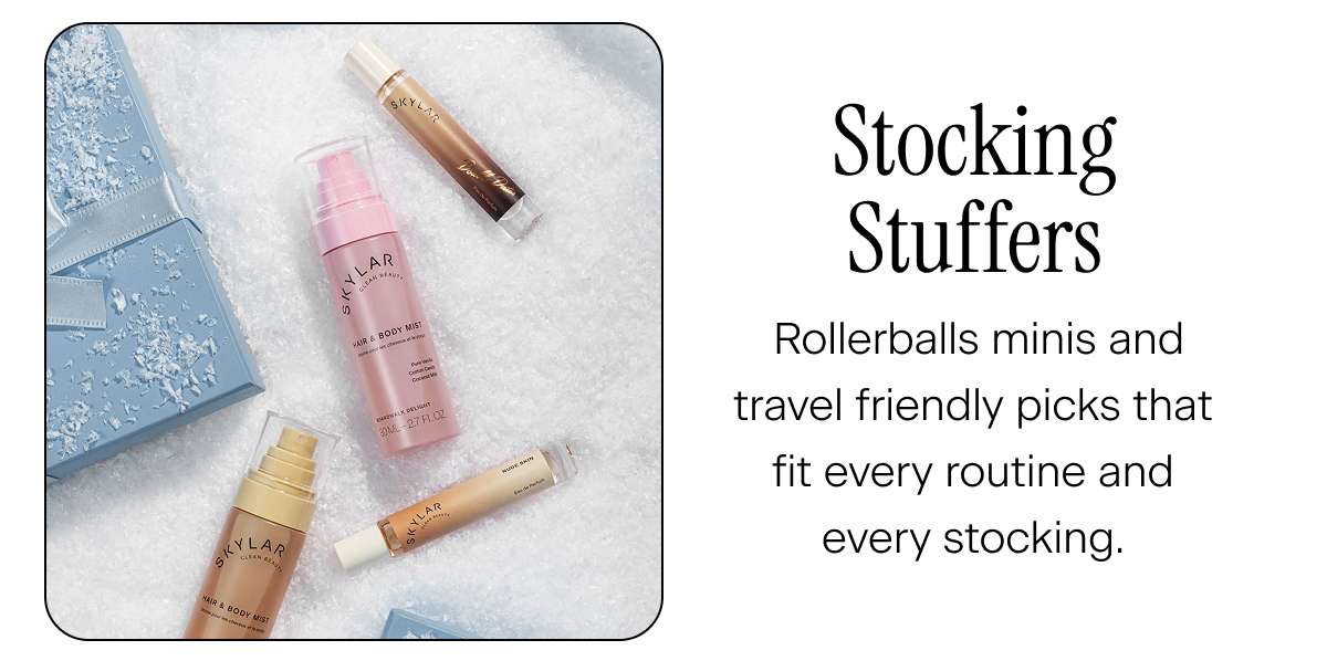 Stocking Stuffers.  Rollerballs minis and travel friendly picks that fit every routine and every stocking.