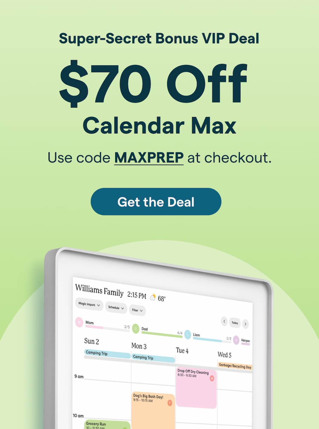 super secret 70 dollars off calendar max with code maxprep