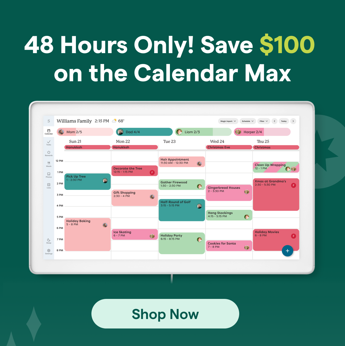 48 hours only shop calendar