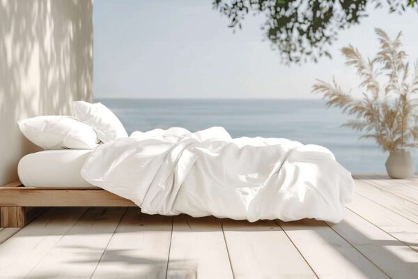 Organic percale duvet cover—natural, breathable luxury