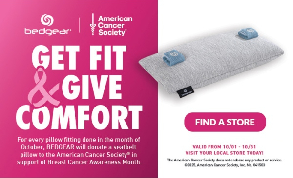 Bedgear | American Cancer Society | Get Fit & Give Comfort | Find A Store