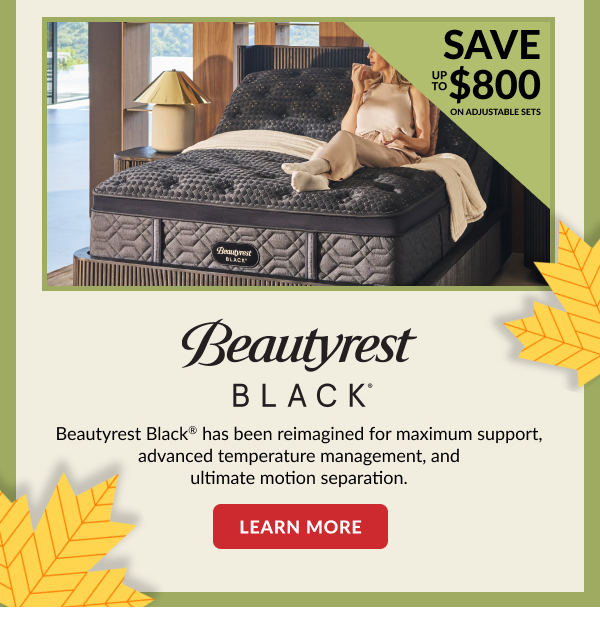 Save Up To $800 On Adjustable Sets | Beautyrest Black® | Learn More