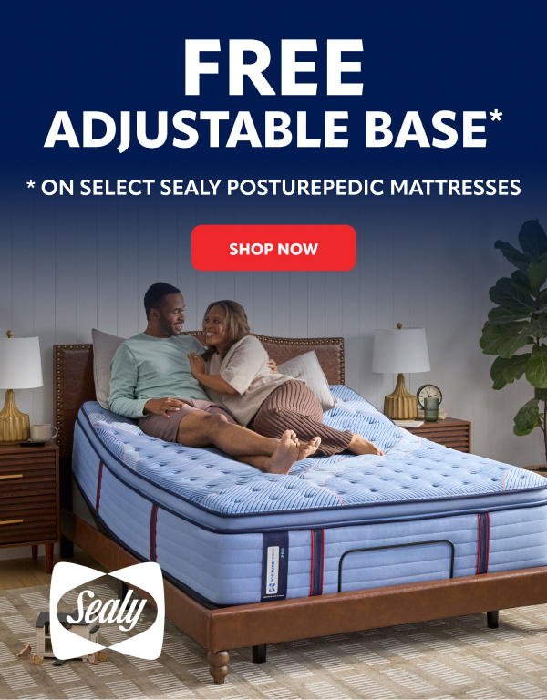 Free adjustable base on select sealy mattresses