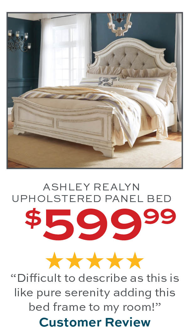Ashley Realyn Upholstered Panel Bed $599.99