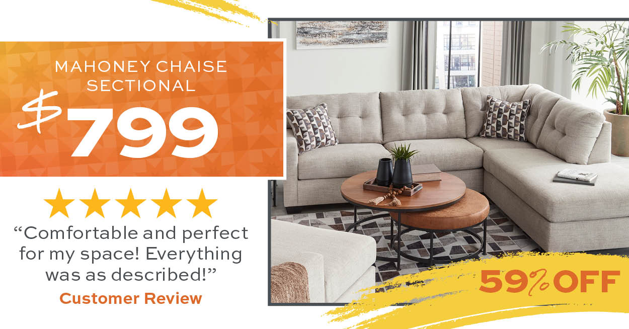 Mahoney Chaise Sectional $799