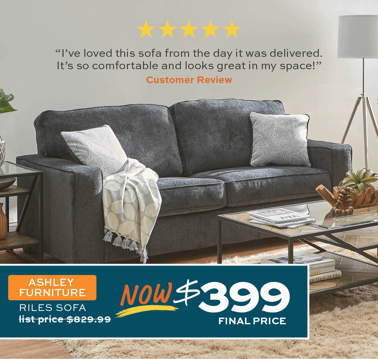 Ashley Furniture Riles Sofa now $399