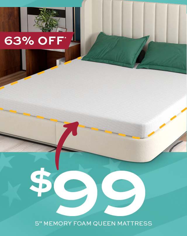 5" Memory Foam Queen Mattress only $99!