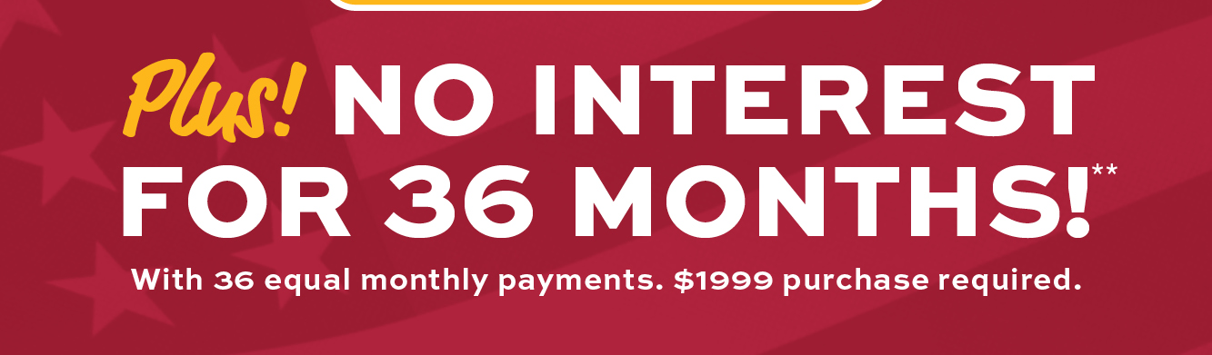 No Interest for 36 Months! Minimum purchase required. Learn more