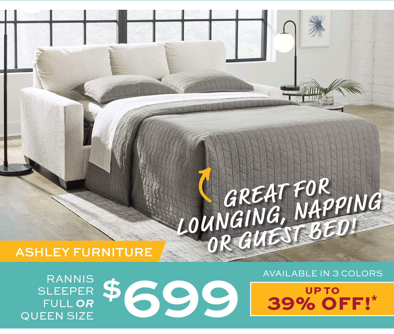 Rannis Sleeper Sofa $699!