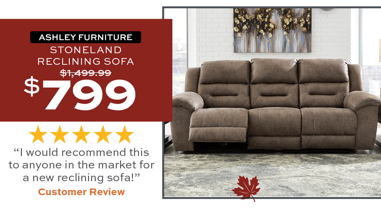 Ashley Furniture Stoneland Reclining Sofa $799