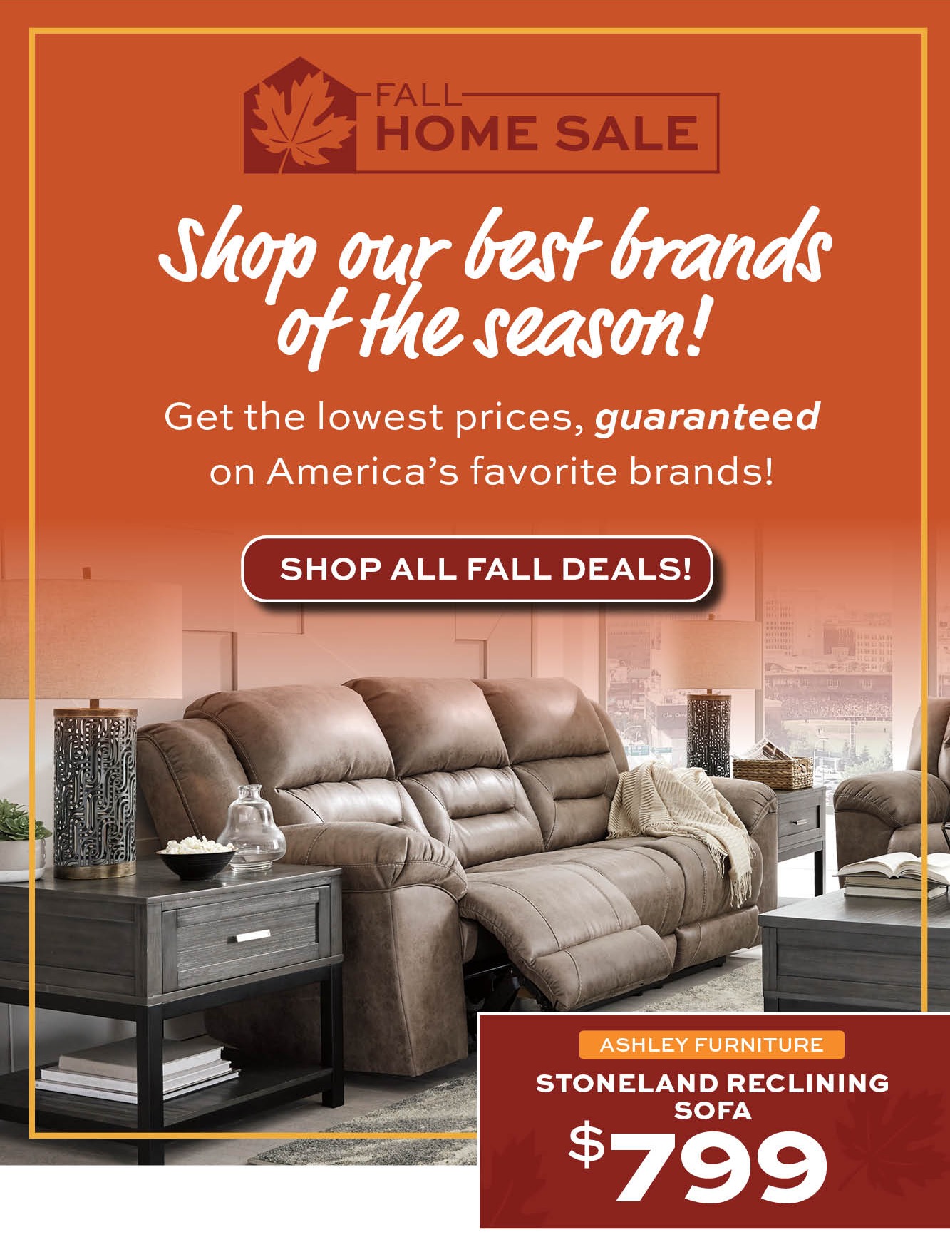 Ashley Stoneland Reclining Sofa $799