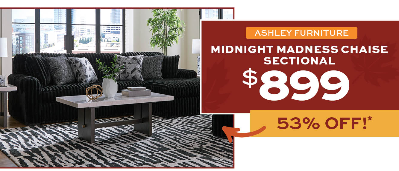 Ashley Midnight Madness Chaise Sectional $899