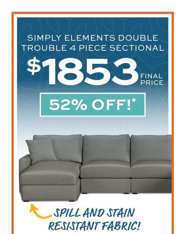 Simply elements double trouble 4 piece sectional $1853