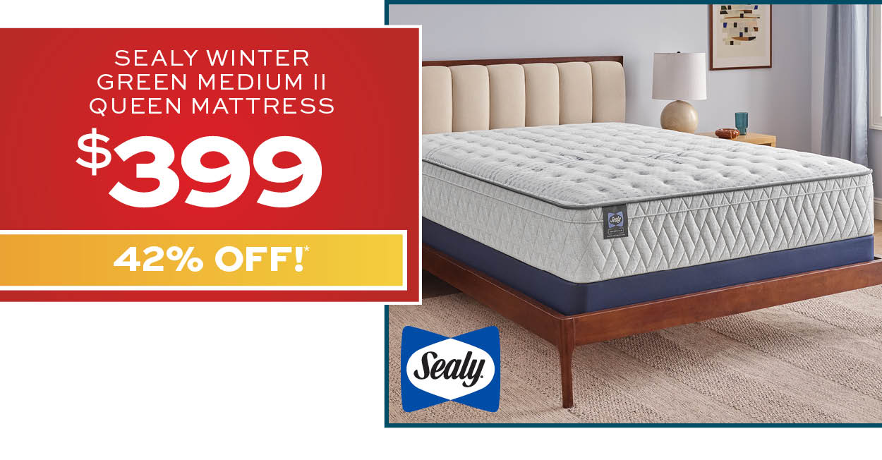 Sealy winter green meduim II queen mattress $399