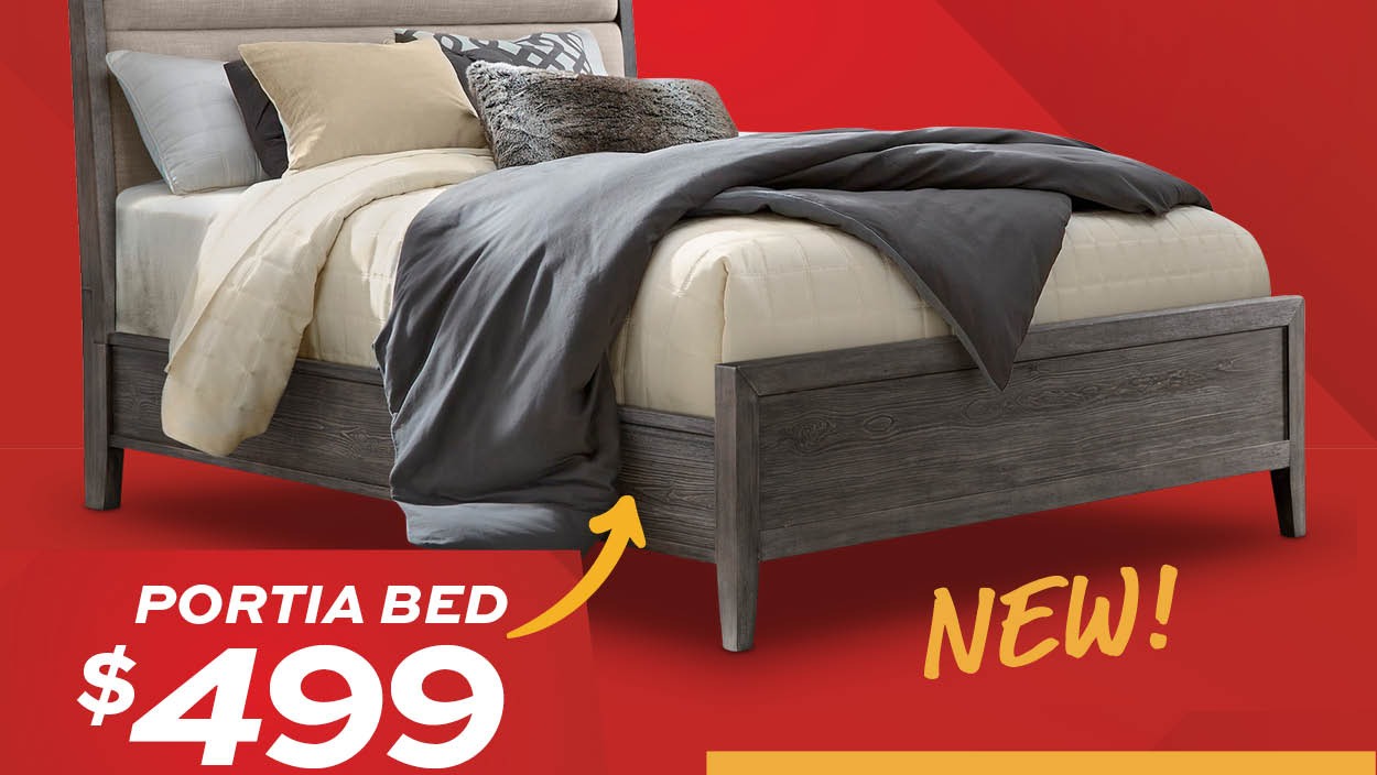 Portia queen bed $499
