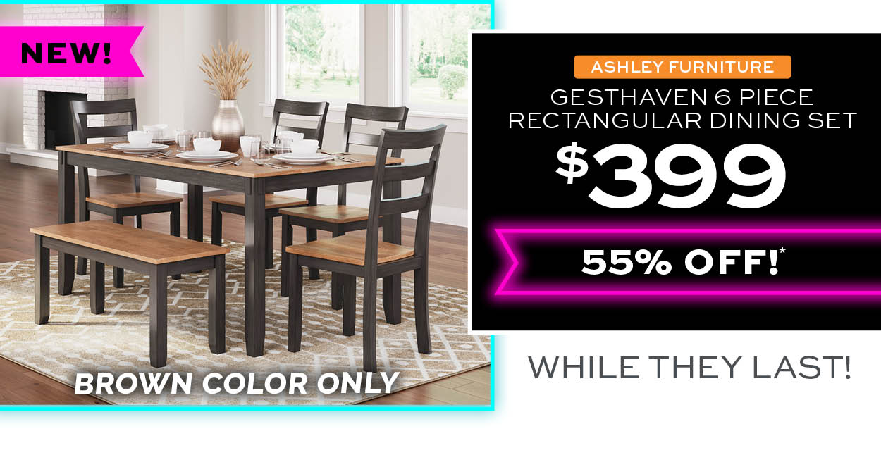 Ashley Gesthaven 6 Piece Rectangular Dining Set $399