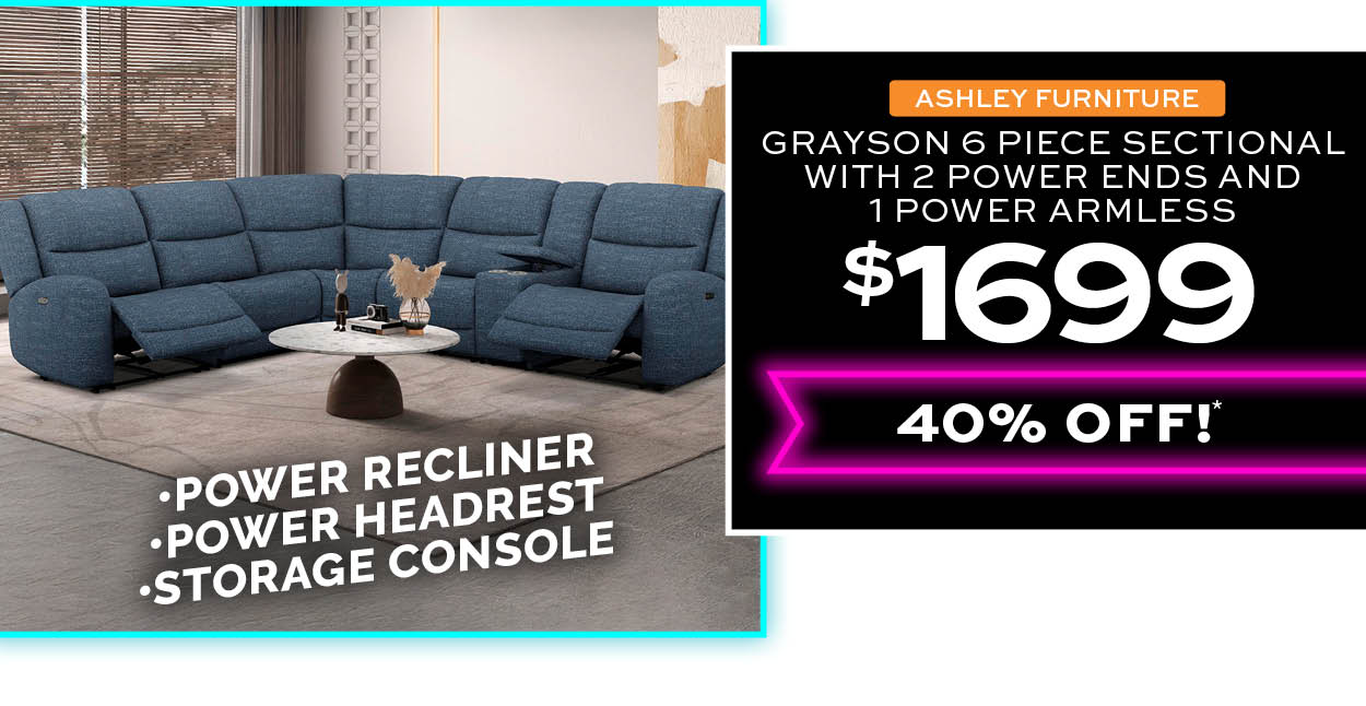 Ashley Grayson 6 Piece Sectional With 2 Power Ends And 1 Power Armless $1699