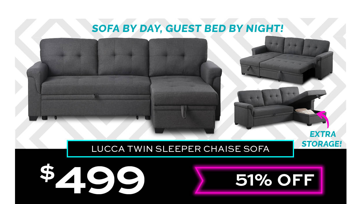 Lucca Twin Sleeper Chaise Sofa $499