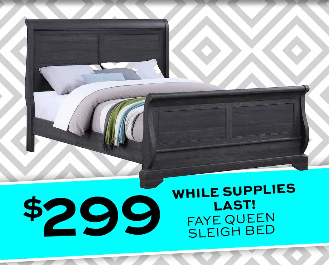 Faye Queen Sleigh Bed $299
