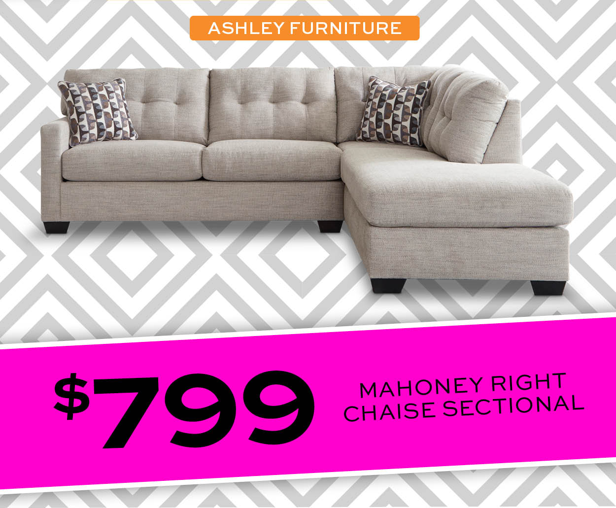 Ashley Mahoney Right Chaise Sectional $799