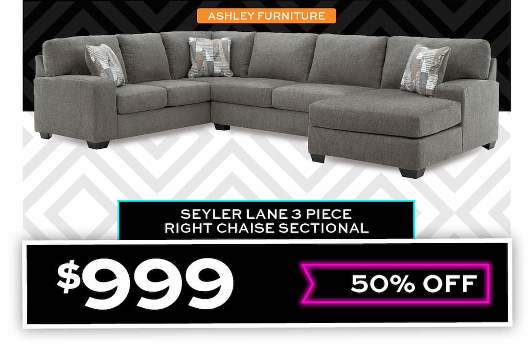 Seyler Lane 3 Piece Right Chaise Sectional $999