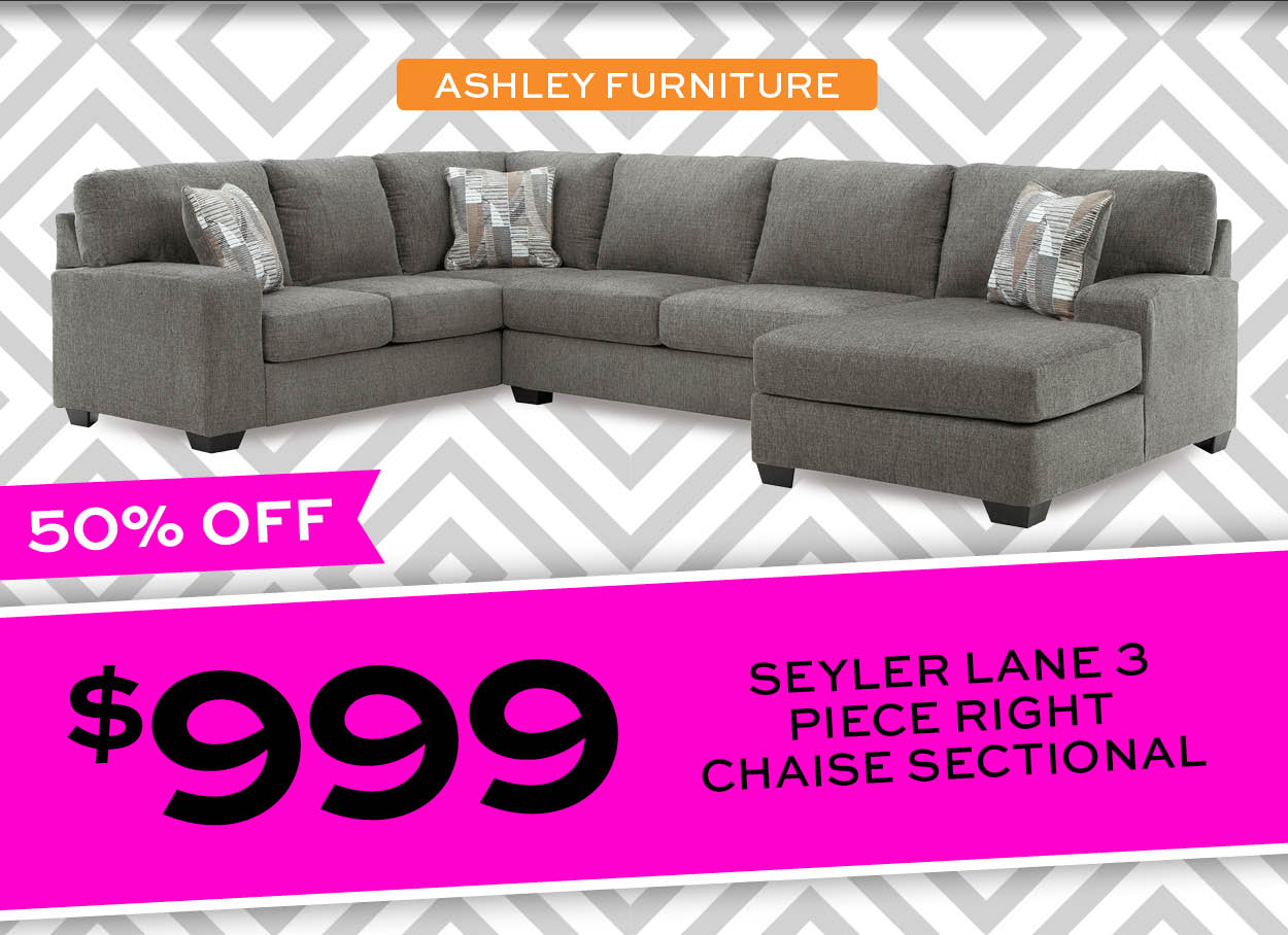 Ashley Seyler Lane 3 Piece Right Chaise Sectional $999