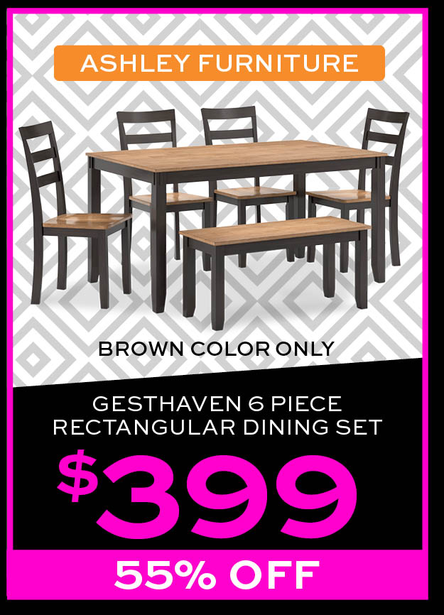 Ashley Gesthaven 6 Piece Rectangular Dining Set $399