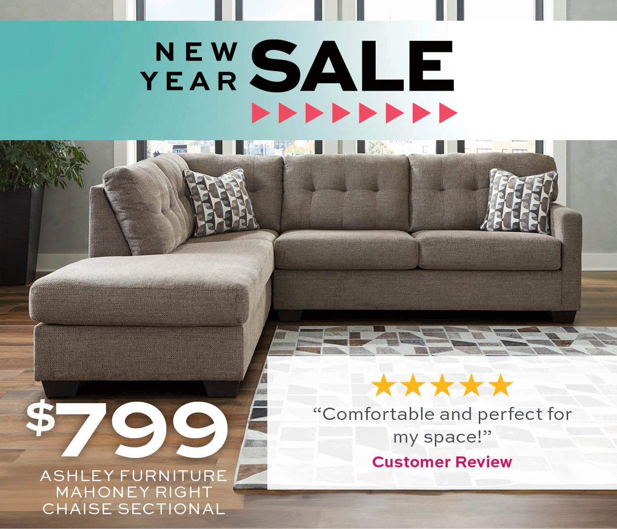 Ashley Furniture Mahoney Right chaise Sectional $799