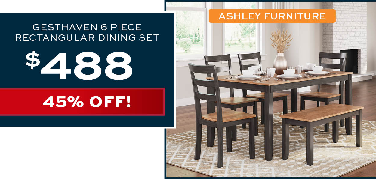 Ashley Furniture Gesthaven 6 Piece Rectangular Dining Set $488