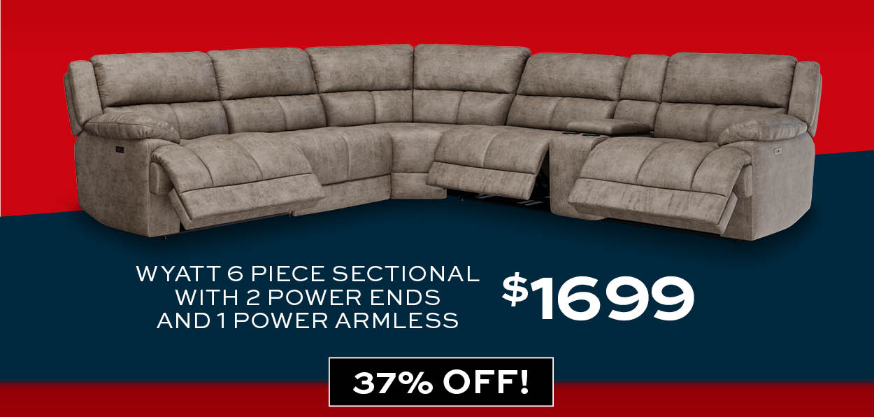 Wyatt 6 Piece Sectional with 2 Power Ends and 1 Power Armless
