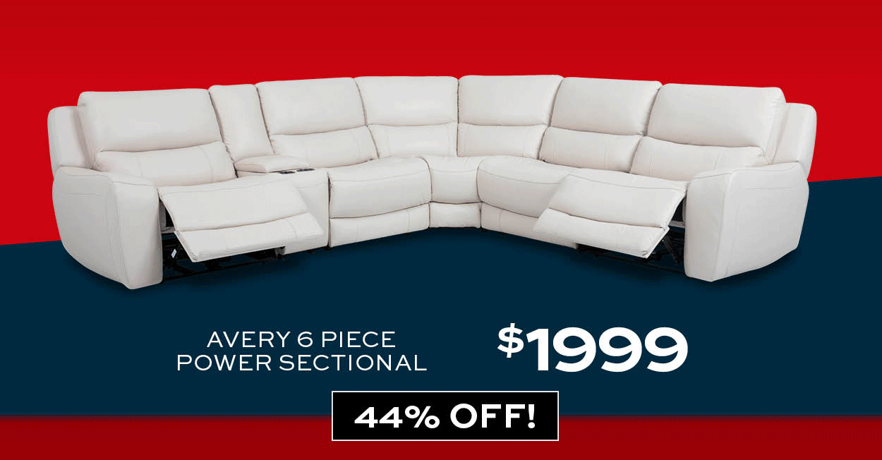 Avery 6 Piece Power Sectional $1999