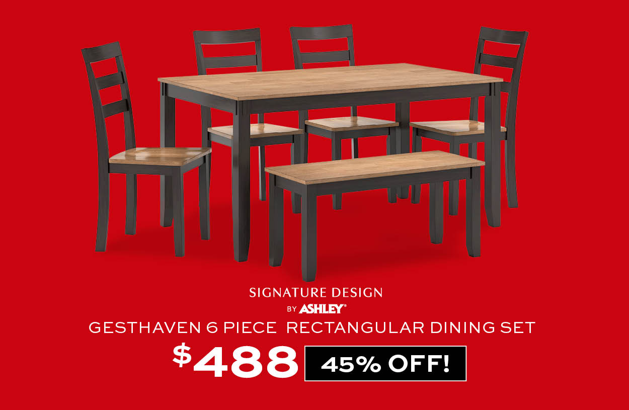 Ashley Gesthaven 6 Piece Rectangular Dining Set $488
