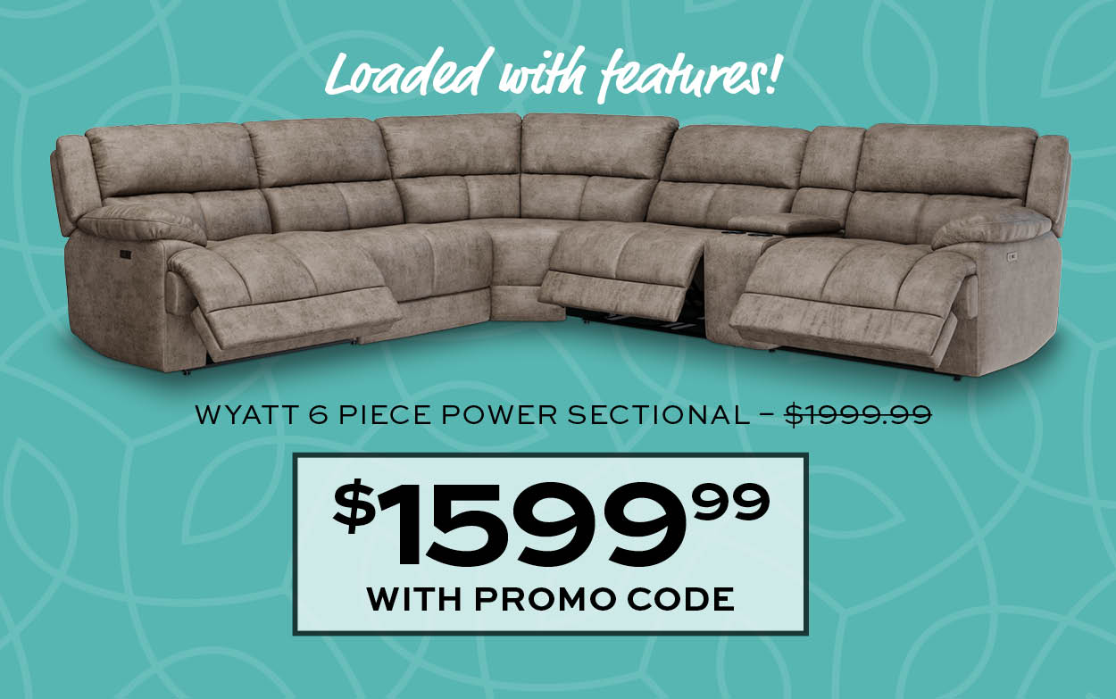 Wyatt 6 Piece Power Sectional $1599.99 with promo code