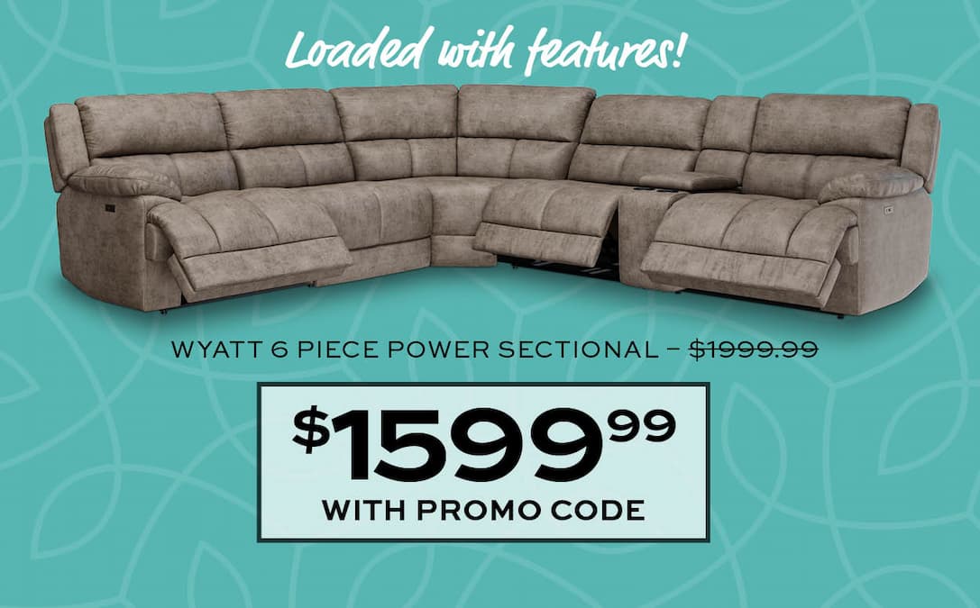 Wyatt 6 Piece Power Sectional $1599.99 with promo code
