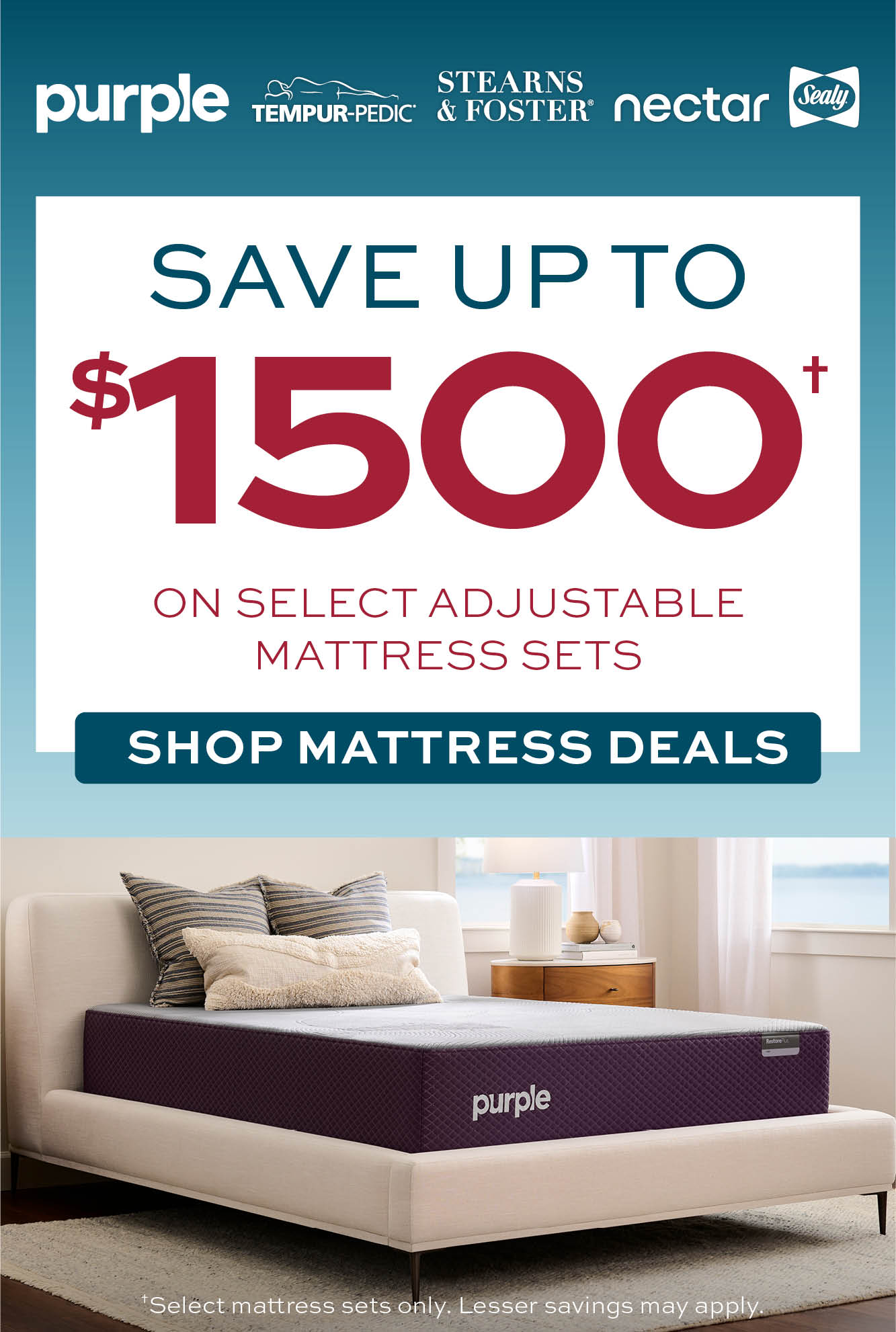 Save up to $1500 on select adjustable mattress sets* learn more