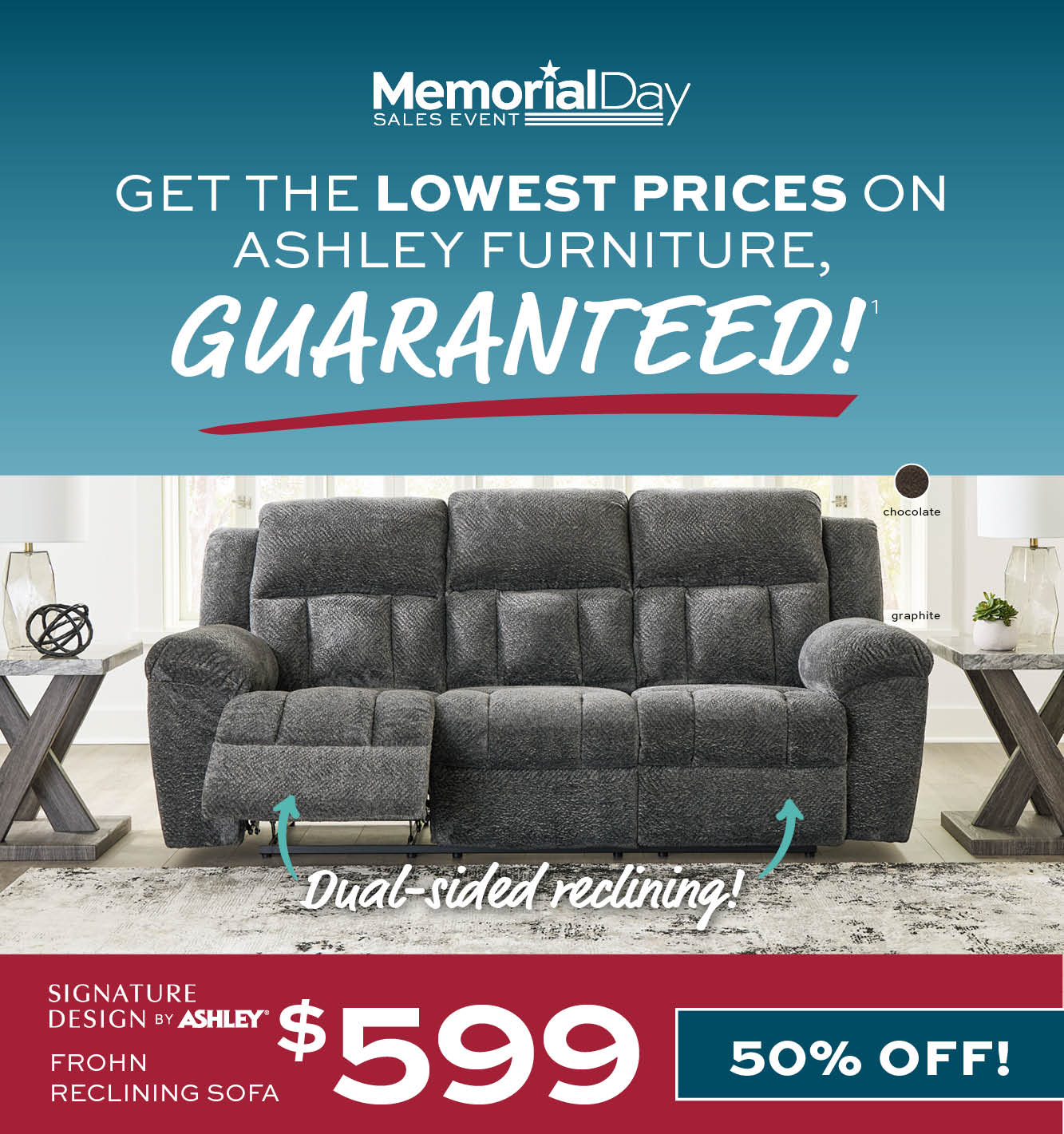 Frohn Reclining Sofa $599
