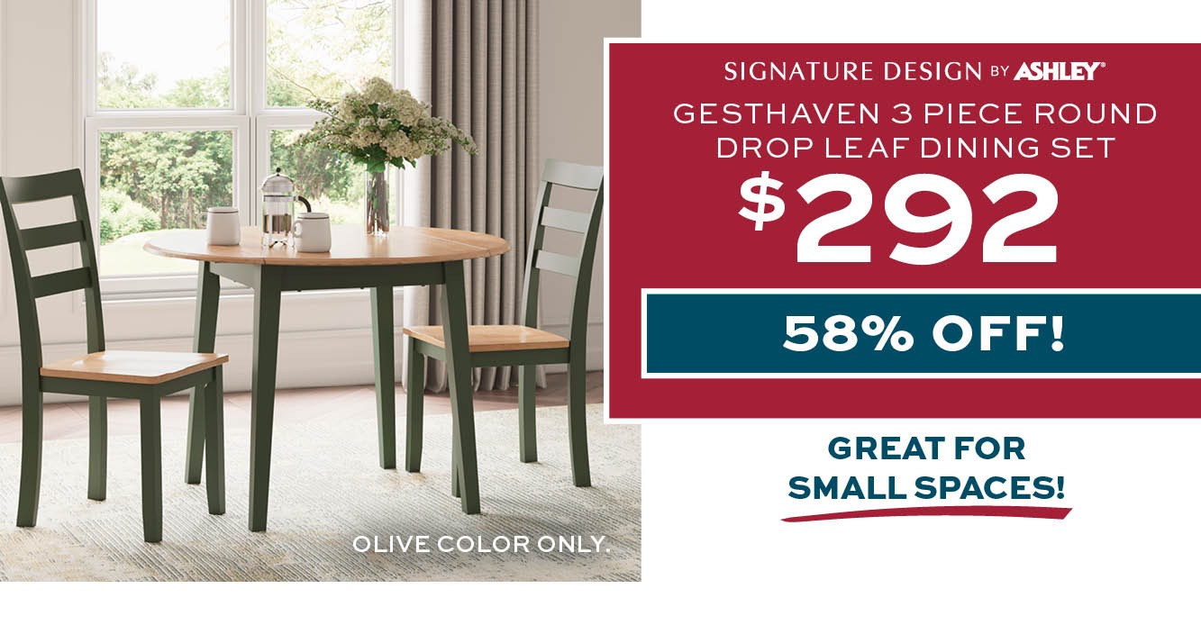 Ashley Gesthaven 3 Piece Round Drop Leaf Dining Set $292