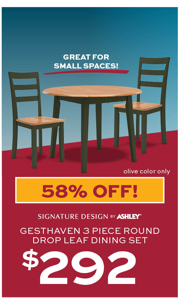 Ashley Gesthaven 3 Piece Round Drop Leaf Dining Set $292