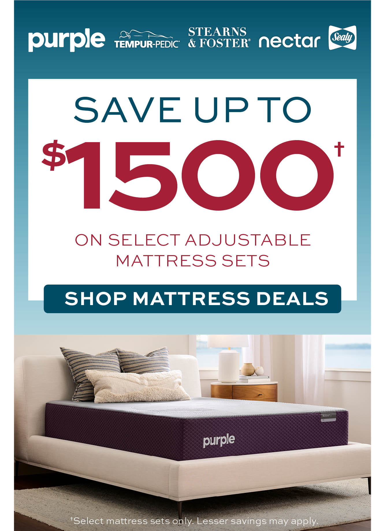 Save up to $1500 on select adjustable mattress sets* learn more