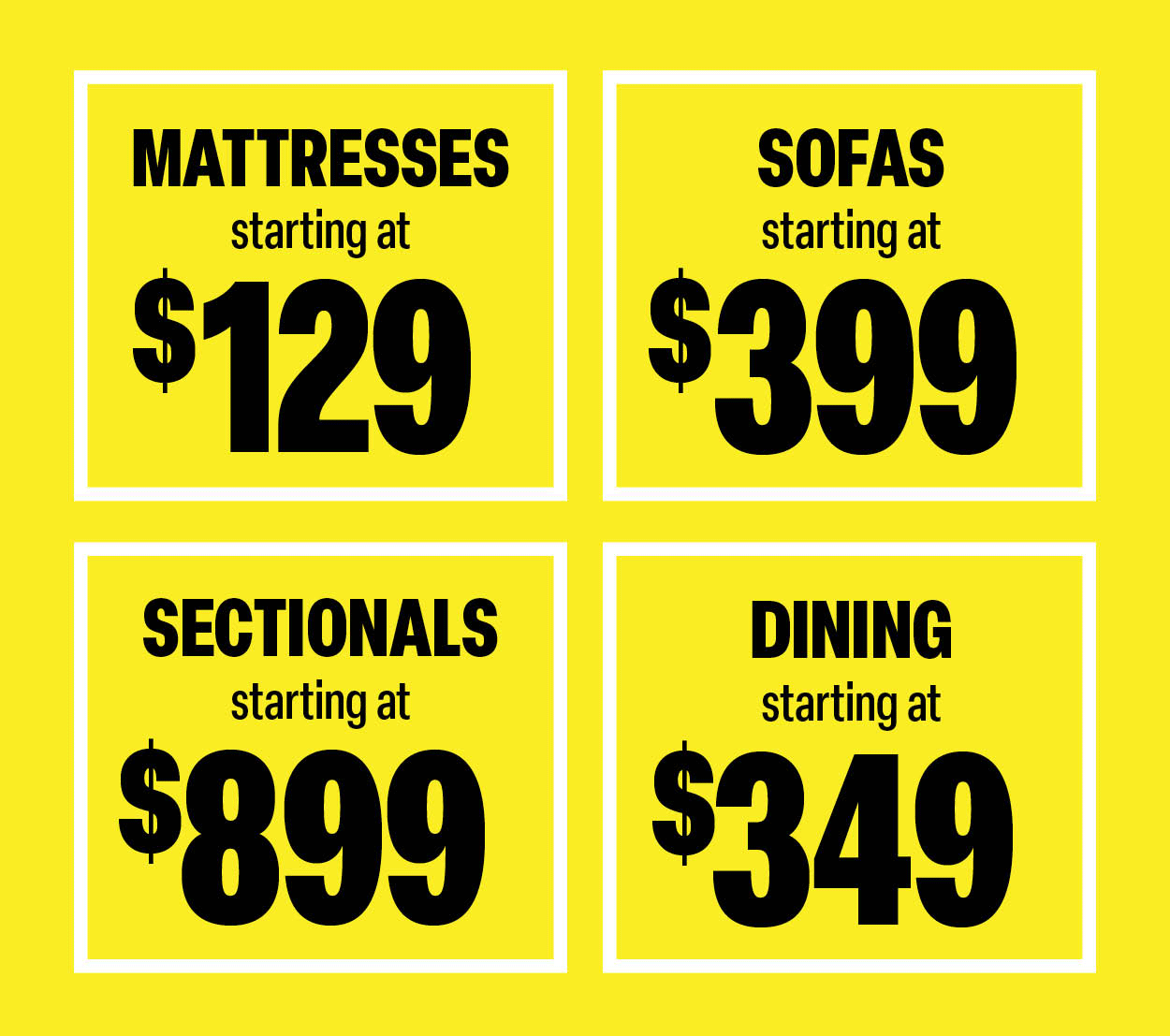 Mattresses starting at $129 and even more great deals!