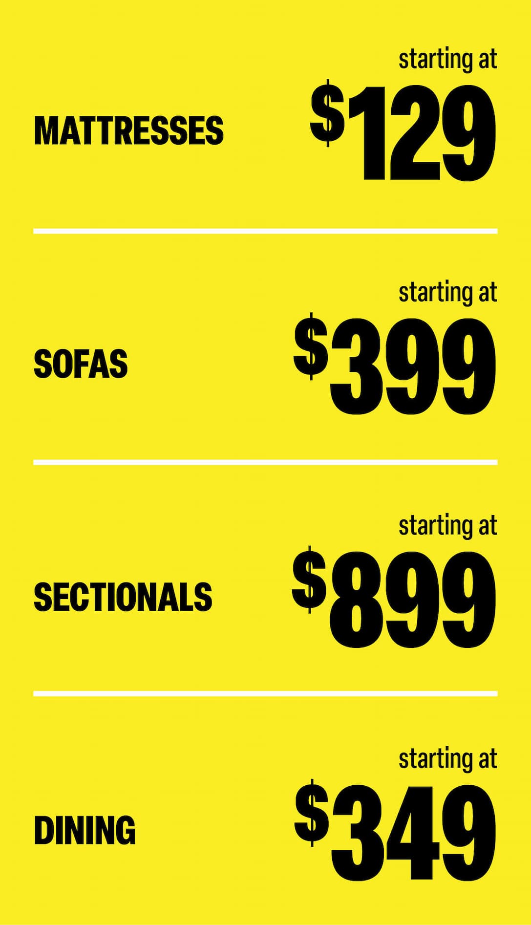 Mattresses starting at $129 and even more great deals!
