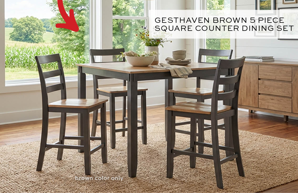 Gesthaven Brown 5 Piece Square Counter Dining Set