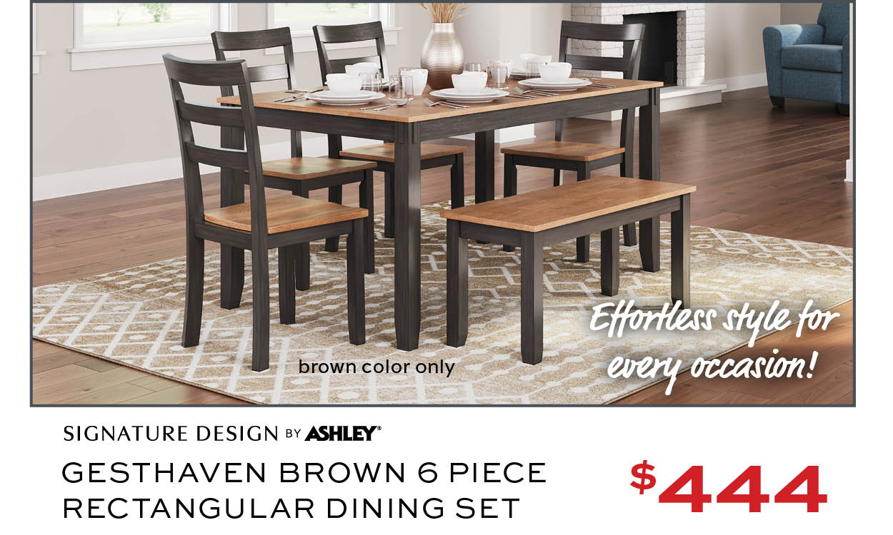 Ashley Gesthaven Brown 6 Piece Rectangular Dining Set $444