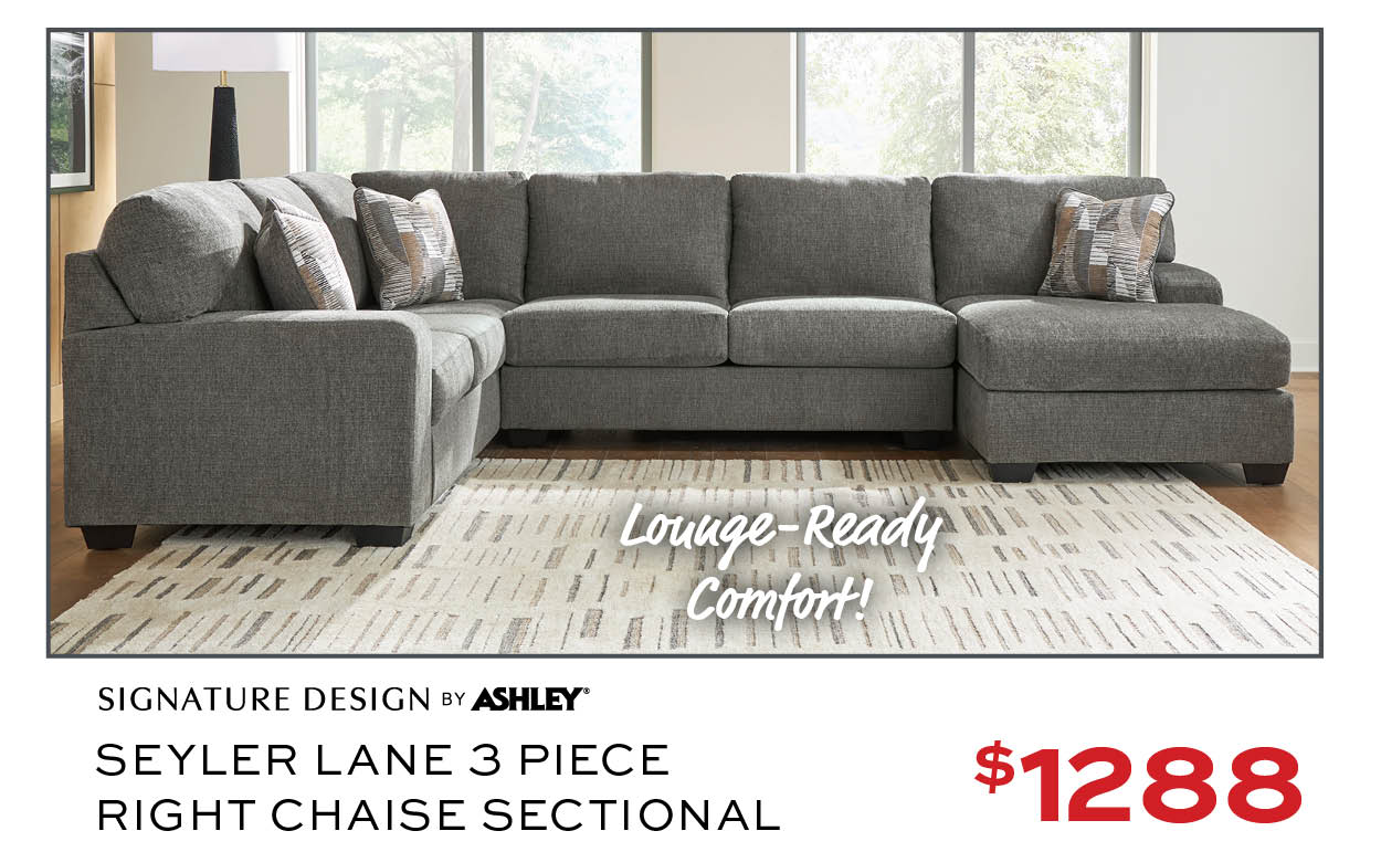 Ashley Seyler Lane 3 Piece Right Chaise Sectional $1288