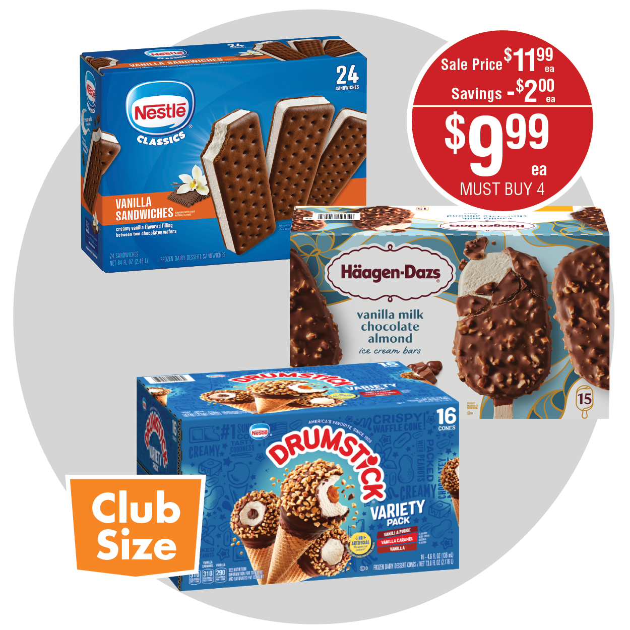 HÄAGEN-DAZS ICE CREAM BARS,NESTLÉ DRUMSTICK OR ICE CREAM SANDWICHES